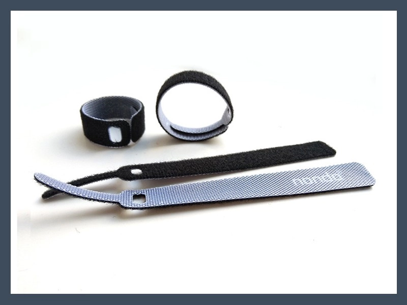 Black Pin-Type Hook and Loop Cable Ties