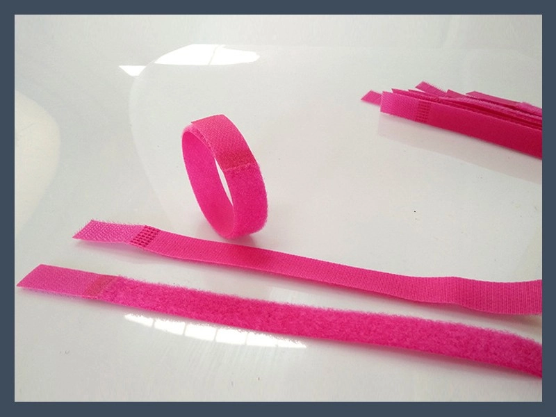 Pink Straight Stripe Hook and Loop Tape Thumb