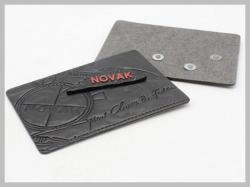 Square Engraved Metal Clothing Label with Leather