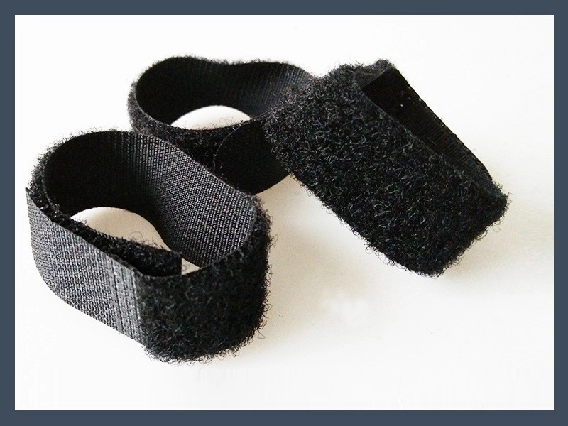 Black Straight Stripe Hook and Loop Tape Thumb